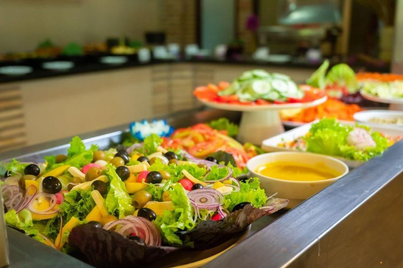 Fresh salads and vegetables at the buffet